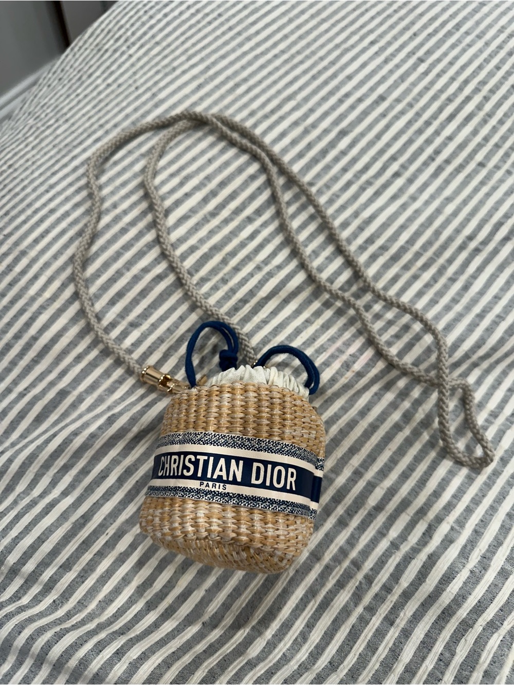 Dior Straw Crossbody Bag in Natural and Navy